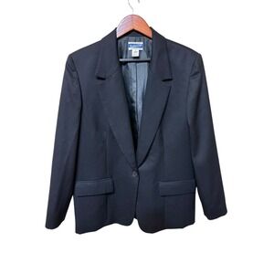 Vintage Pendleton 100% Virgin Wool Black Single Button Front Pockets Blazer - 14